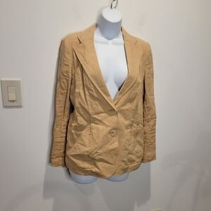 Dkny Size 4 Linen Beige Two Button Blazer. Small Flaw